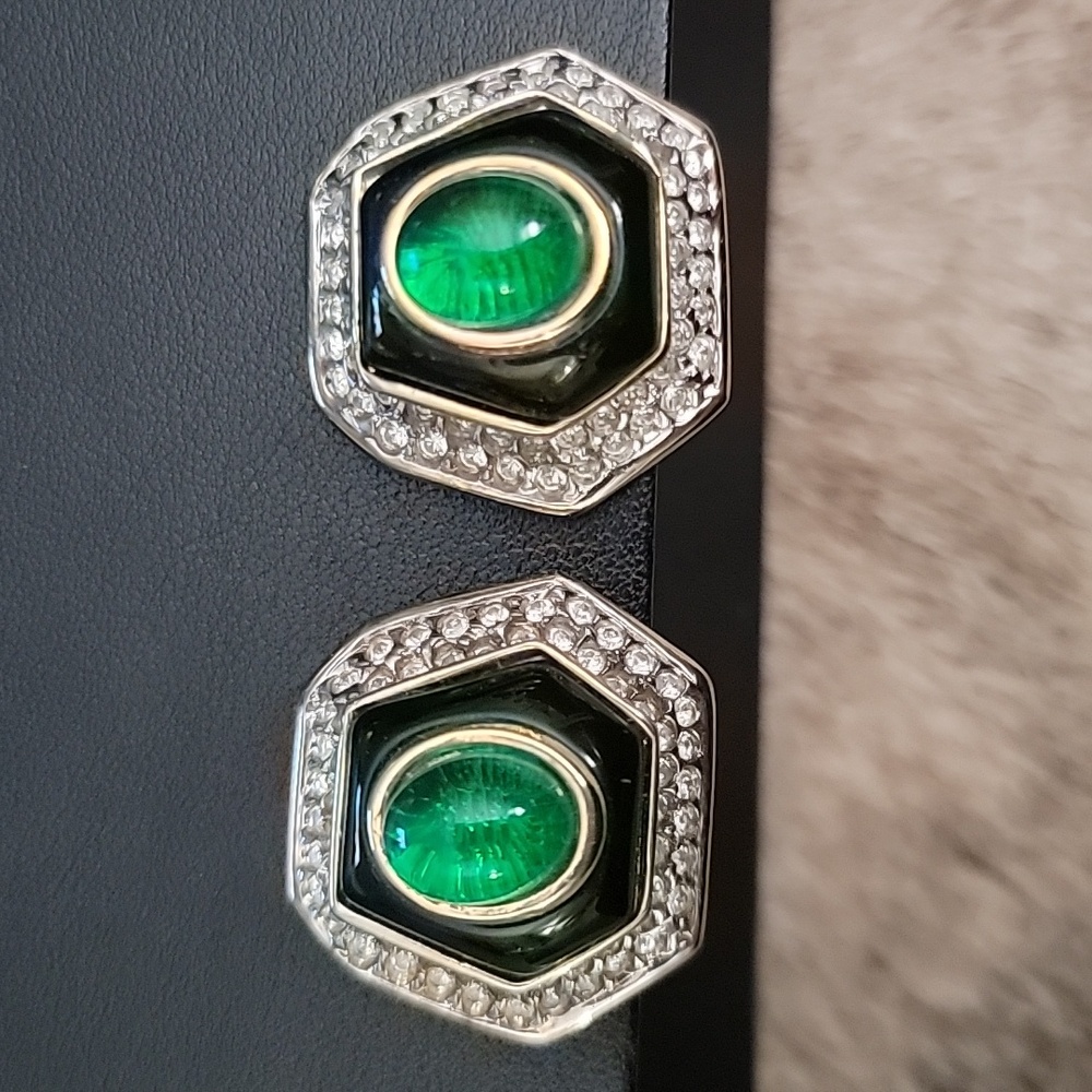 Vtg. Kenneth Lane Hexagon Clip Earrings
